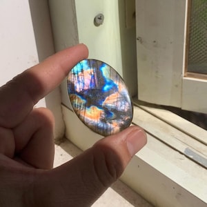 Flashy Labradorite Cabochon, Blue Flash Oval Labradorite, Large Oval Pendant Stone, Loose Gemstone for Jewelry 50x35 MM