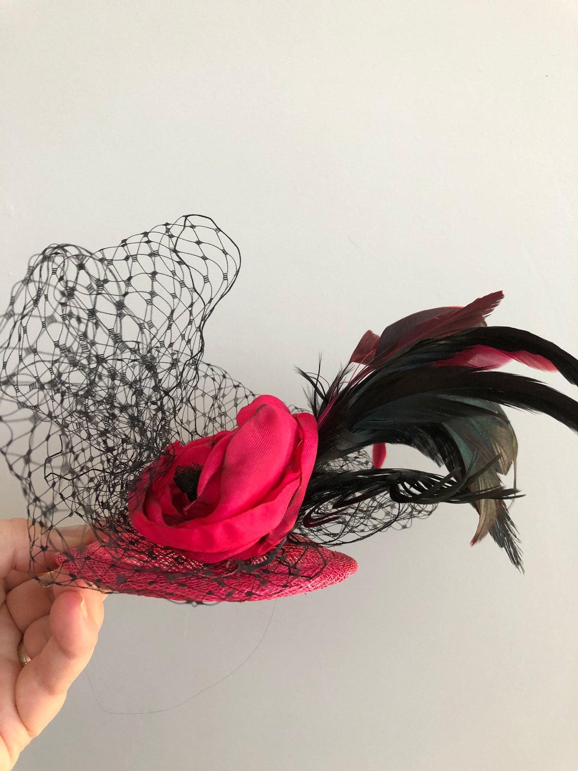 Cerise Pink Feather Hair Clip Fascinator - Etsy