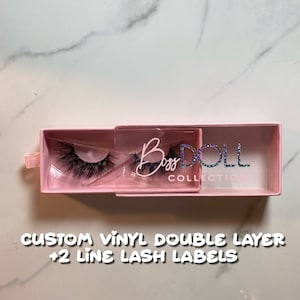 Custom Vinyl Double Layered +2 Line Lash Labels