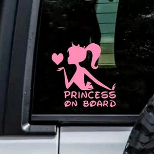 Princess on Board Car Vinyl Decal | Decal Sticker | Cute Car Decal | Cute Car Sticker | Girly Decal