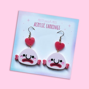 Pendientes acrílicos cortados con láser hechos a mano / Kawaii / Pez globo / Lindos / Gran regalo