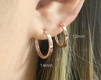 14K Solid Gold Round Hoop Earrings, Gold Huggie Hoops Earrings, Small Hoop Earring, Dainty Small Hoops, Minimalist Earrings, huggie earrings