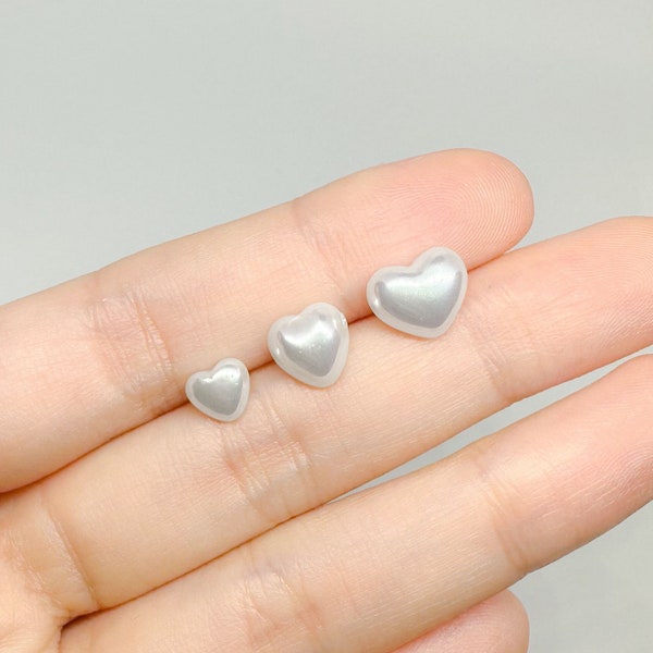 14k Solid Gold Pearl Heart Piercing Earrings, Heart Shaped Pearl Cartilage, Helix, Conch Earrings, Everyday Pearl Screw Back Piercings