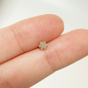 14k Solid Gold Daisy Stud Piercing, Delicate Flower Screw Back Earrings, Solid Gold Screw Back Piercings, Dainty Daisy Tragus Earring