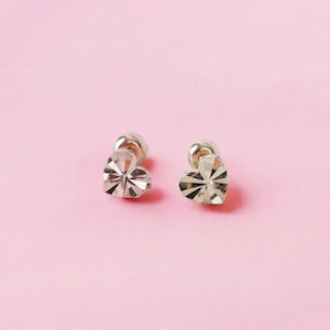 14k Solid Gold Tiny Heart Screw Back Earrings, Mini Heart Cartilage Tragus Helix Conch Earrings, Heart Stud Earrings, Heart Dainty Earrings