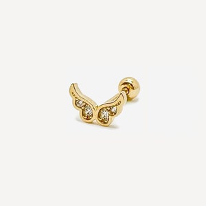 14k Solid Gold Wing Stud Earrings, 14K Gold Angel Wings Earrings, Wing Piercing, Screw Back Earrings, 14K Real Gold Studs Earrings