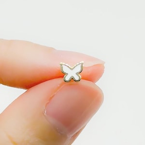 14K Solid Gold Butterfly Stud Earrings, Dainty Butterfly Screw Back Stud Earrings, Butterfly Helix Tragus Stud, Minimalist Stud Earrings