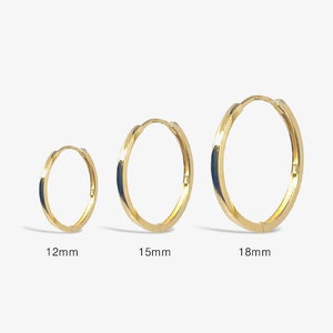 14k Solid Gold Hoop Earrings, Thin Small Huggie Hoop, 12mm/15mm/18mm Huggie Hoops Gold Earring, Huggies Gold Mini Hoops, Small Hoop Earrings