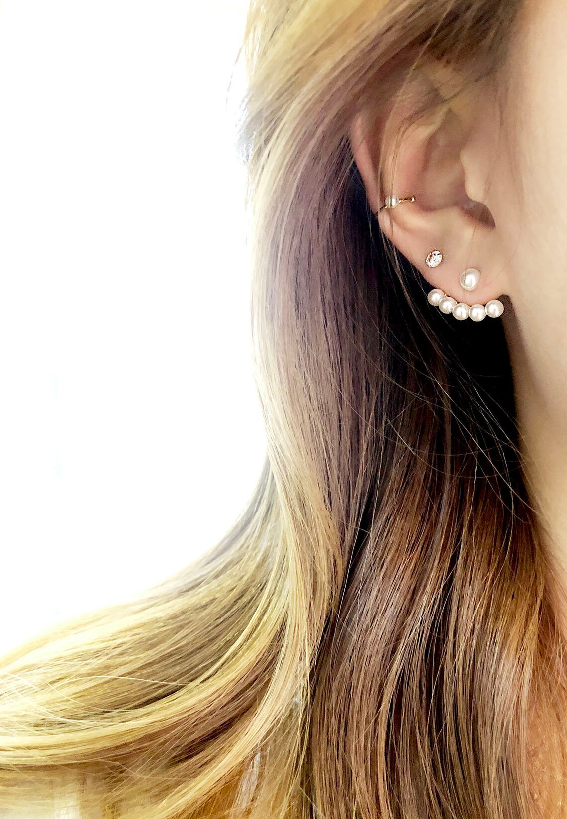 Pearl Ear Jacket Silver Ear Climber Ear Jackets Dainty Ear Etsy