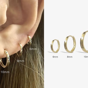 14k Solid Gold Hoop Earring, Small Gold Hoop Earring, Dainty Hoop Earring, Gold Huggie Hoop Earring, Small Hinged hoop, Tiny Hoop Earring