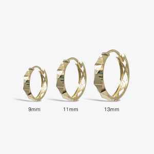 14K Solid Gold Creolen, Echtgold Diamant Schnitt Creolen, Gold Huggie Creolen, Gold Zierliche Einfache Creolen, 121