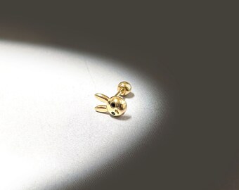 Graziosi orecchini a bottone a forma di coniglio, in argento Sterling