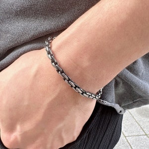 Minimal Silver Bracelet Men ,silver of Men Chain Link Bracelet,high