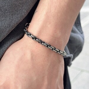 Minimal Silver Bracelet Men ,silver of Men Chain Link Bracelet,high