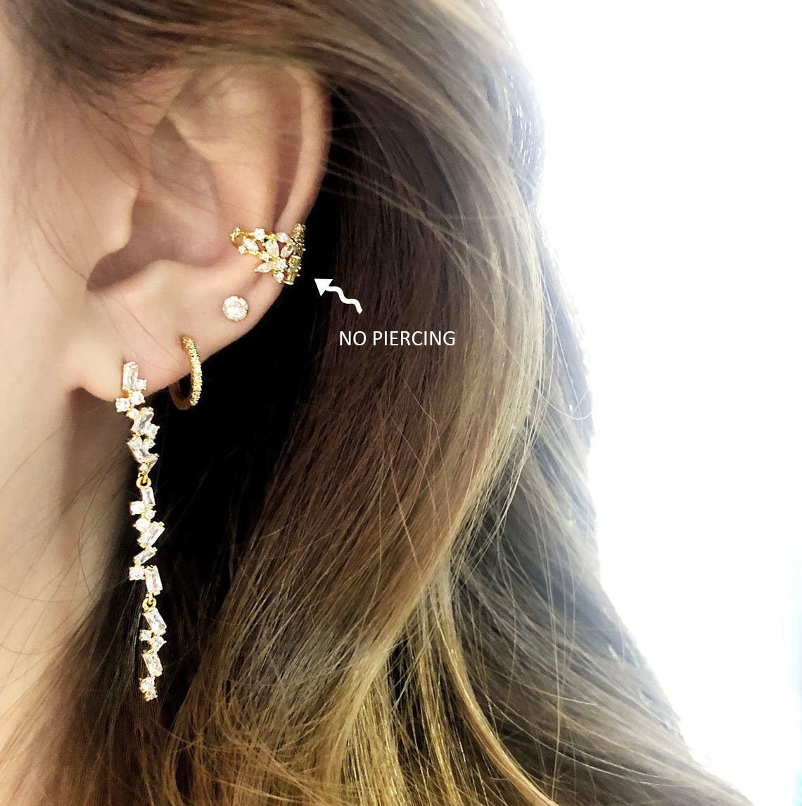 Flower ear cuff Cz ear cuff ear cuff gold ear cuff silver Etsy