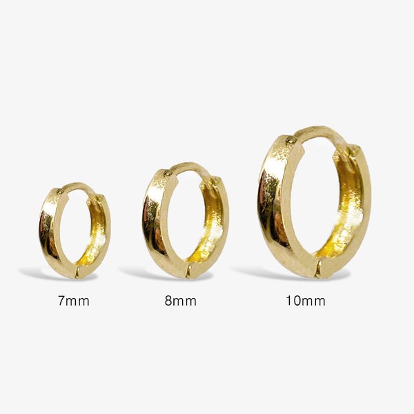 14K Solid Gold Simple Hoop Earring, 7mm/8mm/10mm Real Gold Earrings, Dainty huggie earrings, Small Gold Hoop Earring, small gold hoop, 114