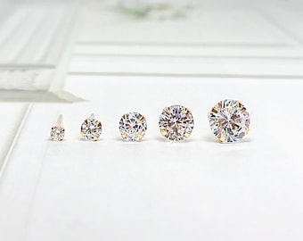 Orecchie A Bottone In Oro Bianco 14K Con Zirconi Cubici - 1,0 Carati Totali, Chiusura A Vite, Confezione Regalo Di Lusso - 5