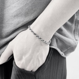 Minimal Silver Bracelet Men ,silver of Men Chain Link Bracelet,high