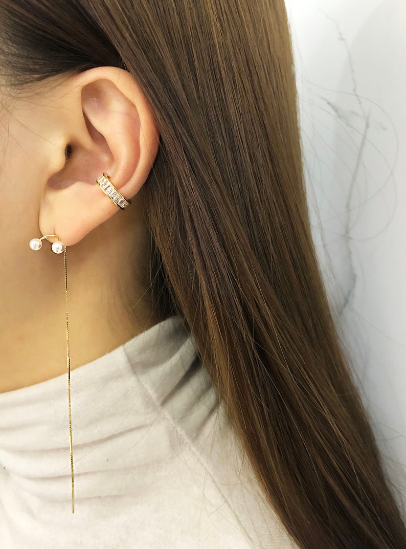 Baguette Ear Cuff Cz Ear Cuff Ear Cuff Gold Ear Cuff Etsy