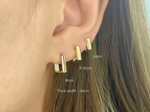 14k Solid Gold Square Hoop Earring Square Thick Hoop Earrings Huggie Hoop Earrings Square Earrings Small Gold Hoop Hinged Hoop Earring Etsy Canada