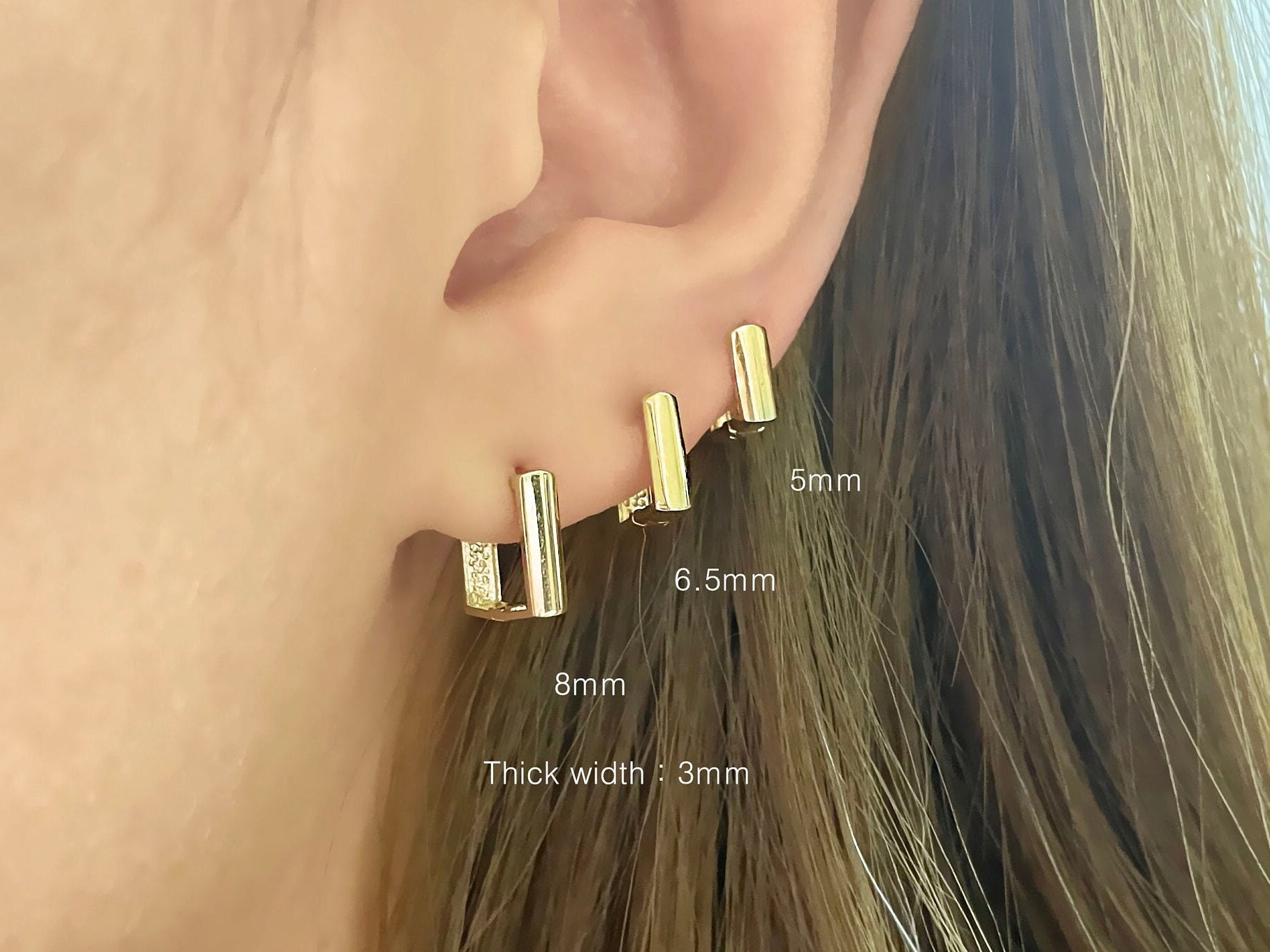 14k Solid Gold Square Hoop Earring Square thick hoop Earrings huggie hoop earrings square earrings Small Gold Hoop Hinged Hoop Earring