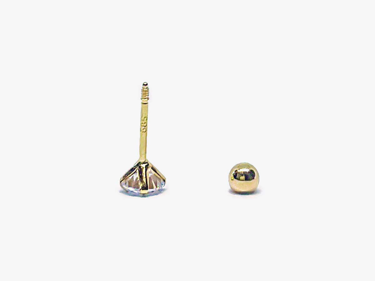 Lot De 12 Boucles D'oreilles Clous En Or 14k Avec CZ - Pierres De Naissance, Push-back, Fait Main
