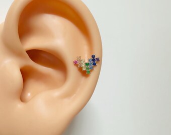 Baobei Orecchini Donna In Acciaio Chirurgico Oro Rosa – A Cuore E Sfera, Ipoallergenici, Arcobaleno