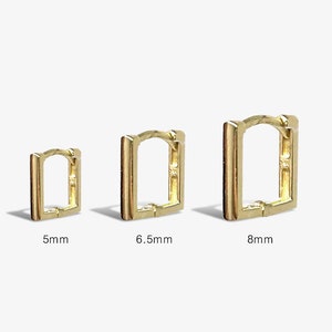 14k Solid Gold Quadrat Hoop Ohrring, kleine zierliche einfache Hoop Ohrring, Minimalist Ohrring, Huggie Hoop Ohrring, klein Gold Hoop Ohrring, 116