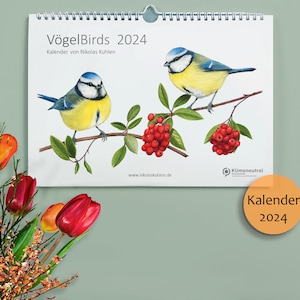 Wandkalender Vögel 2024, Vogel Kalender Din A4