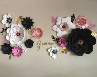 Paper Flowers Wall Decor - Nursery Wall Decor - Paper Flowers Set - Paper Flower Decor - Nursery Paper Flower - Nursery Wall Decor