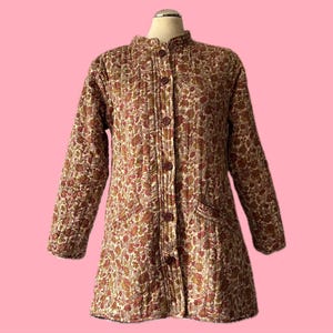 VINTAGE INDIAN QUILTED* Steppjacke Indien Blümchen Teddyfutter