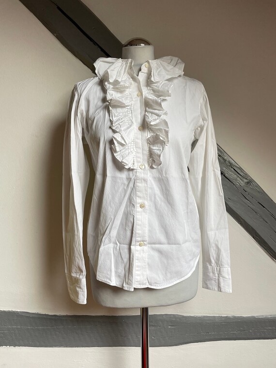 70s Kenzo Ruffle Blouse Cotton silk White Rare Etsy