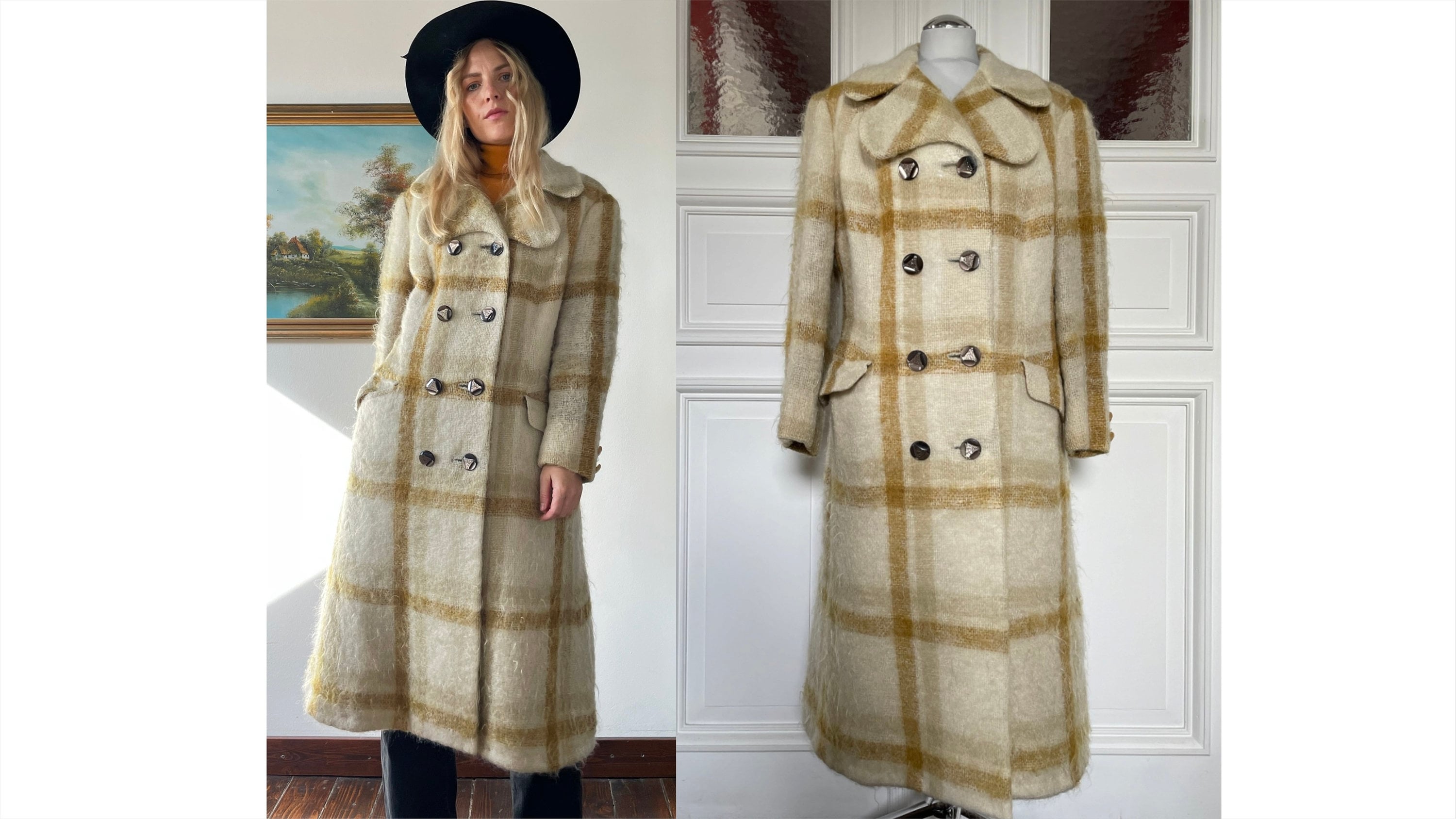 Acne studios checked felt coat cheap