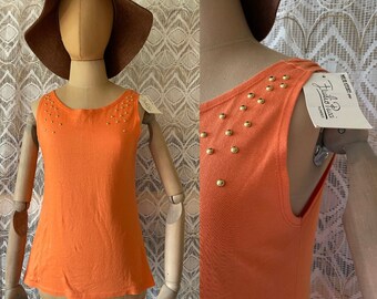 Vintage Emilio Pucci Top Deadstock Nieten Wasserfallausschnitt