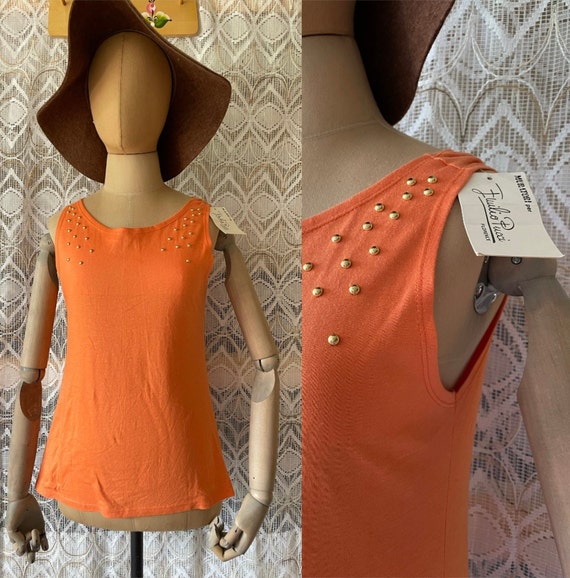 Vintage Emilio Pucci top deadstock studded cowl n… - image 1