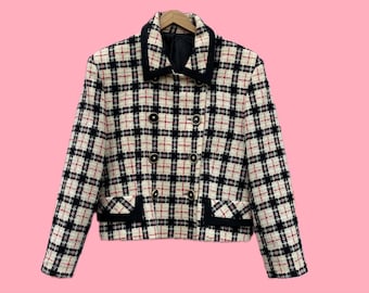 Vintage Tweed Blazer Wool Chanel Style