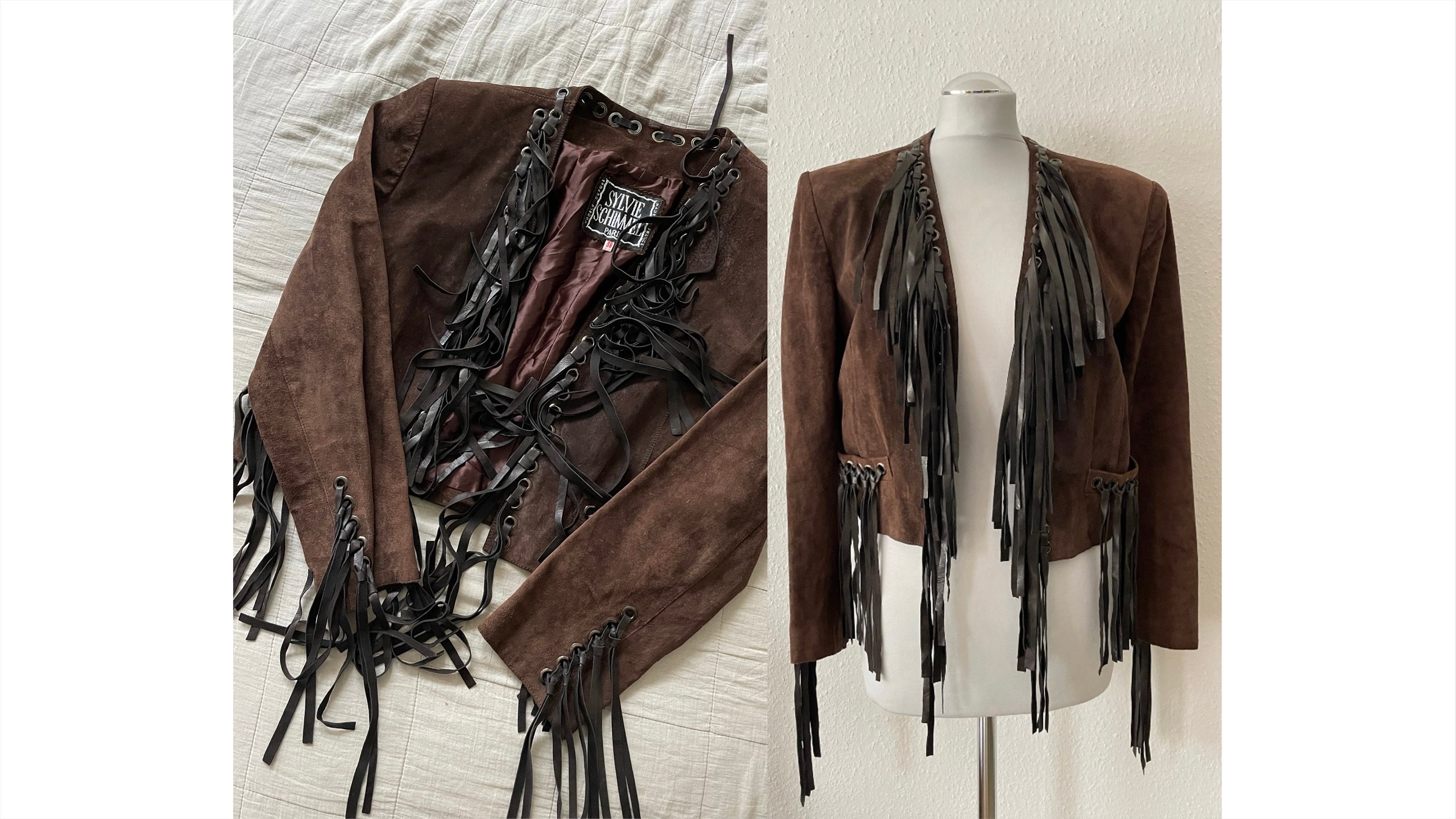 90s Sylvie Schimmel Paris Wildleder Fransenjacke