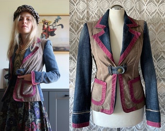 Vintage Byblos Jeansjacke/ Jeansblazer Patchwork