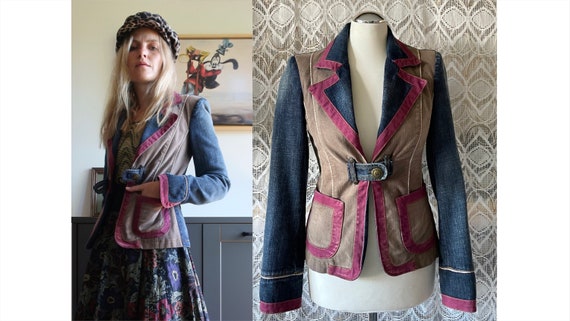 Vintage Byblos denim jacket/denim blazer patchwork - image 1