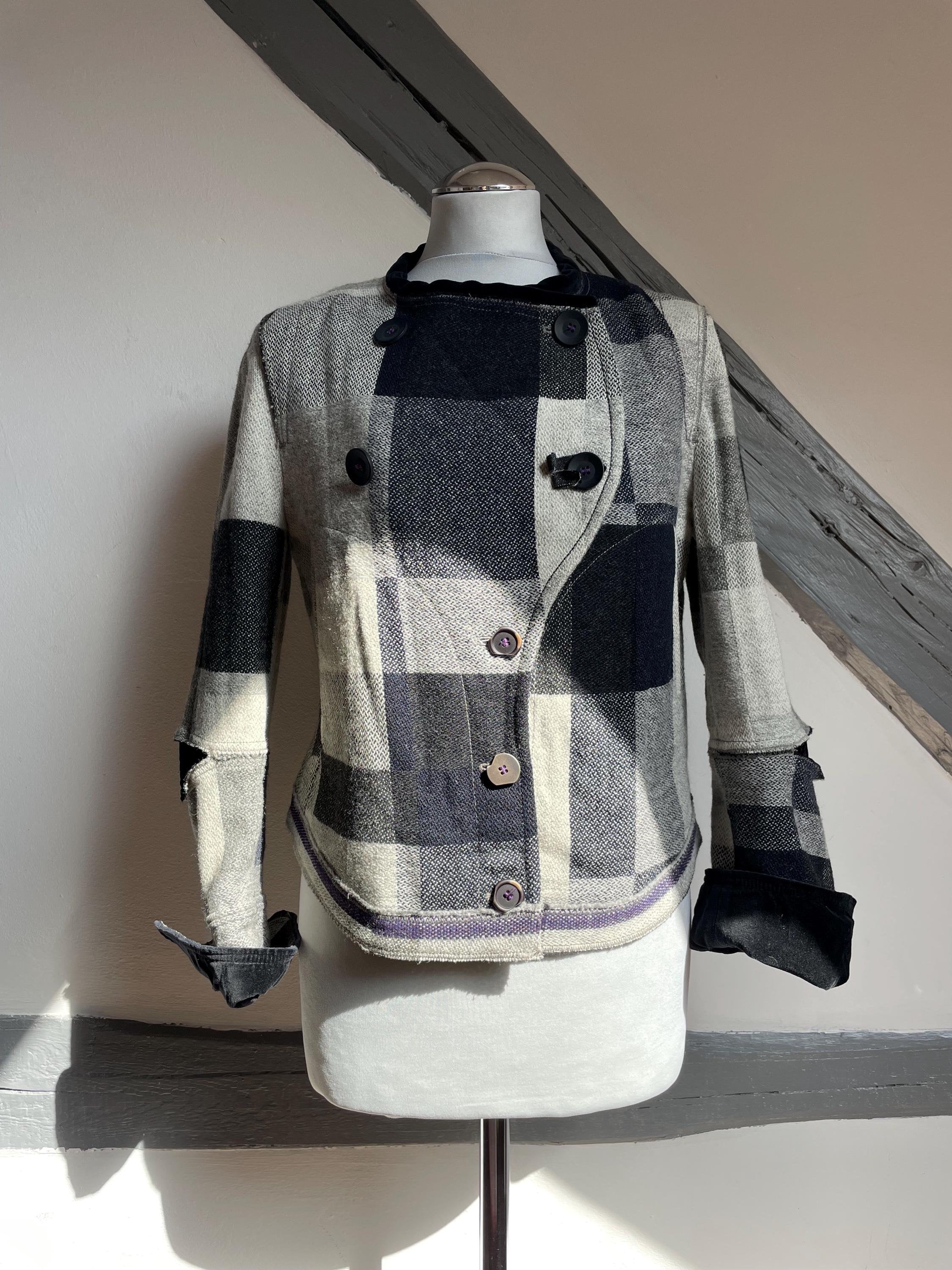 ジャケット・アウター marithe francois girbaud Check Jacket MARITHÉ FRANCOIS GIRBAUD Jacket Wool Check Patchwork - Etsy