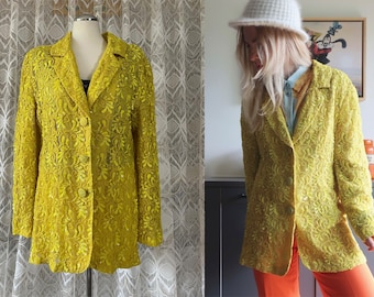 vintage Ella Singh Blazer à sequins Jaune