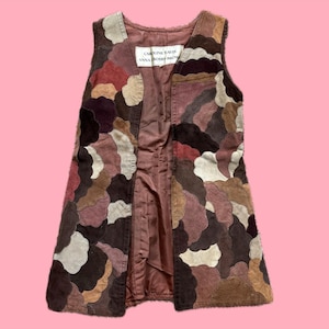 70s DESIGNER* Caroline Eavis & Anna Crosby Brown Patchwork Wildlederweste