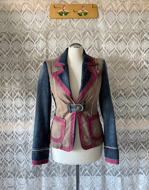 Vintage Byblos denim jacket/denim blazer patchwork - image 4