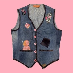 70s ROBERTO CAVALLI* Jeans Weste Patches Sammlerstück
