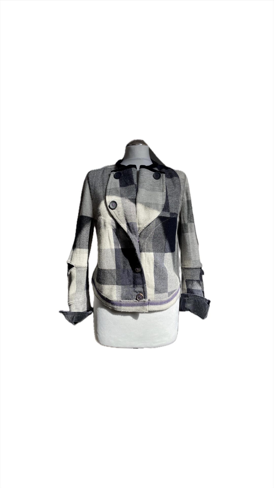 ジャケット・アウター marithe francois girbaud Check Jacket MARITHÉ FRANCOIS GIRBAUD Jacket Wool Check Patchwork - Etsy
