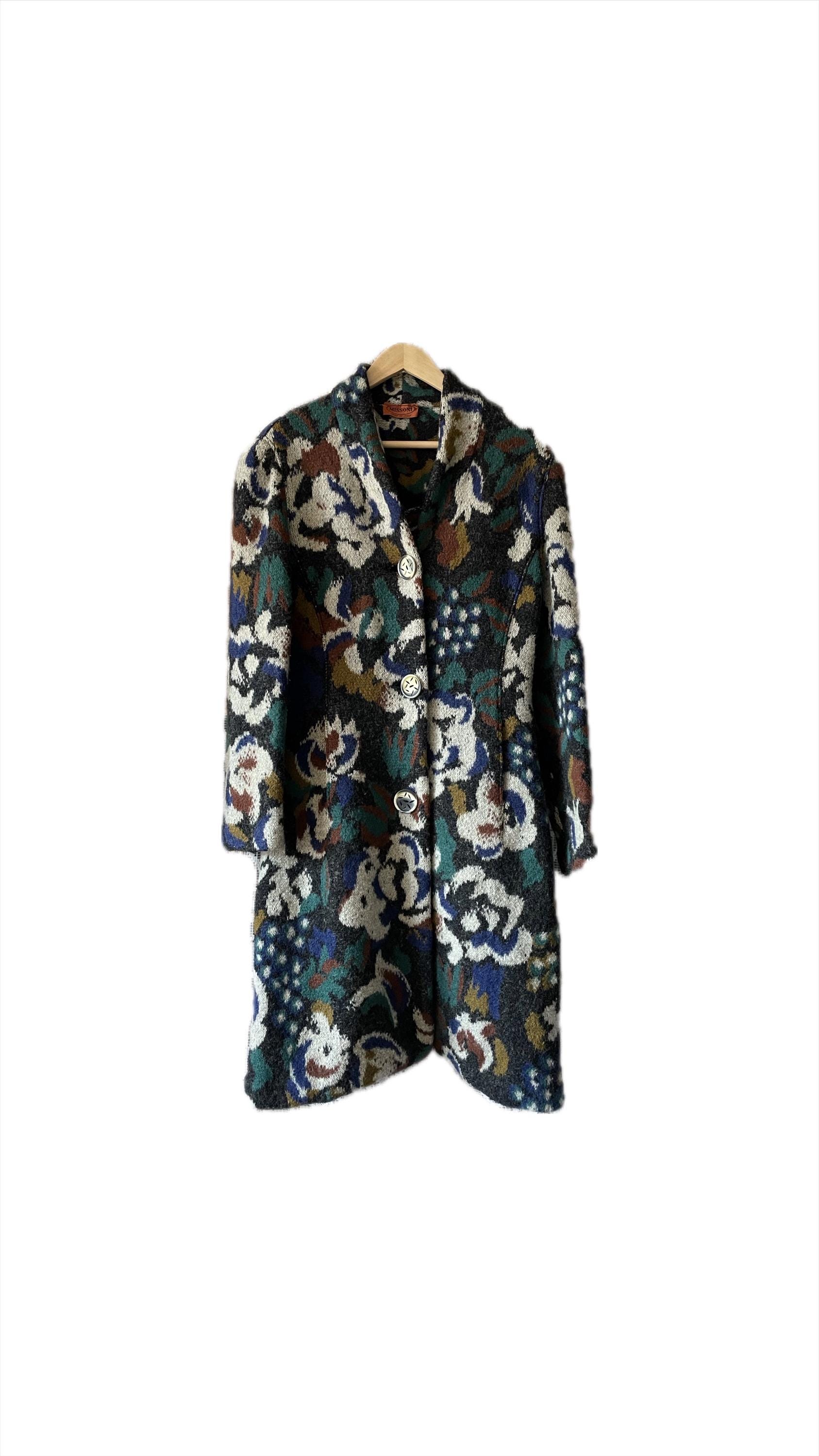 80s~ vintage】MISSONI Jacquard Hoodie Coat
