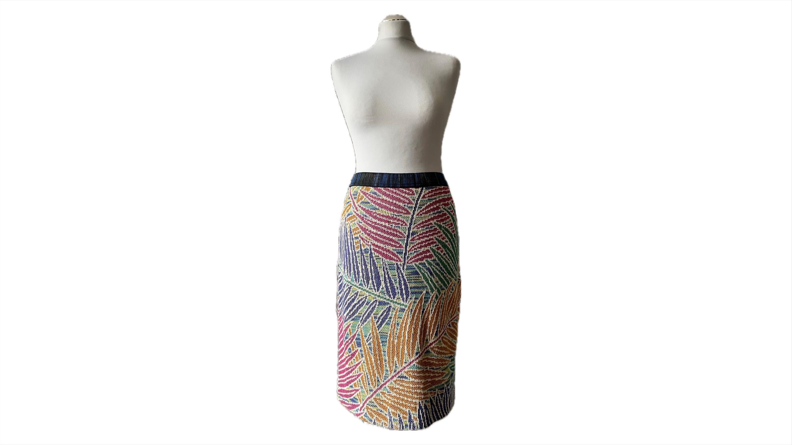 MISSONI* 80s Missoni cotton skirt pattern leaves