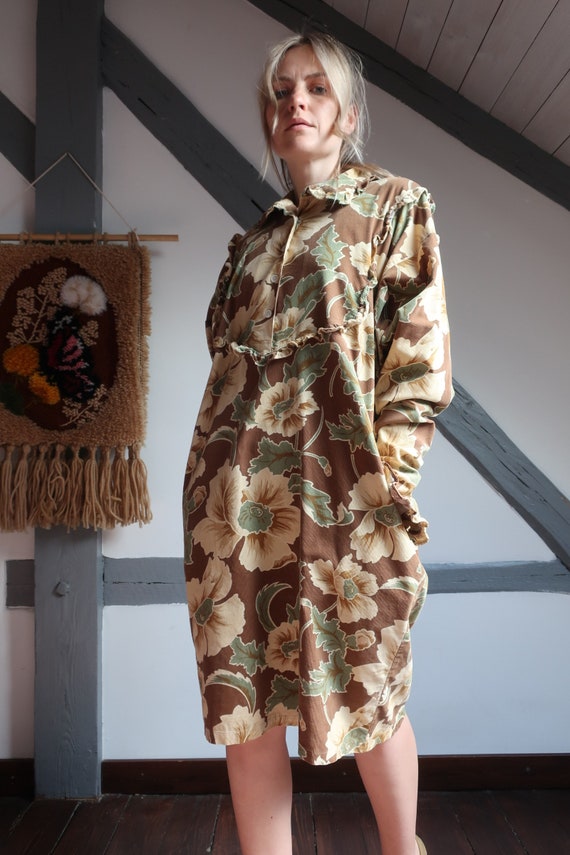 Rare Kenzo Jungle Jap 70s corduroy dress with flo… - image 3