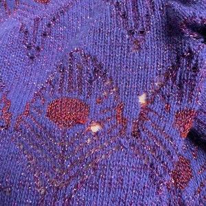 Cardigan Krizia des années 80 plumes de paon lurex violet image 10