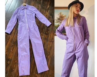 Mega 70s jumpsuit purple cotton